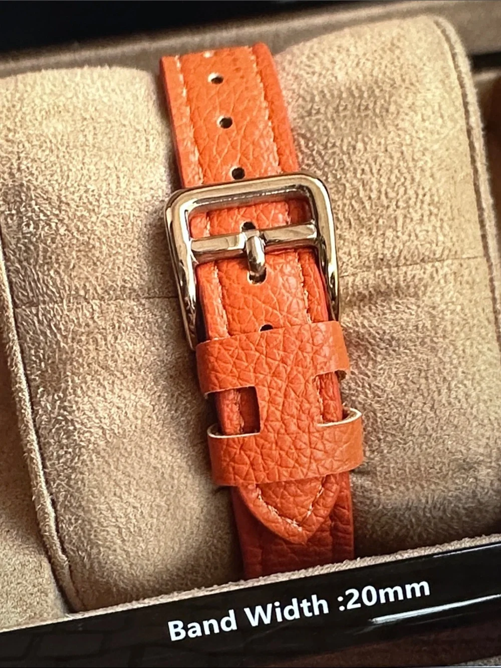 Women's Orange Leather Crystal-Trim Watch